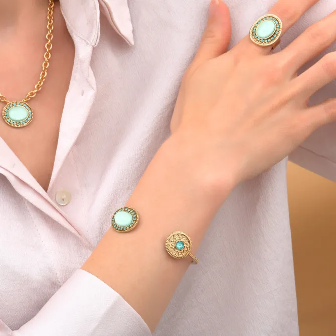 Louise adjustable bangle bracelet - blue