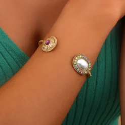 Louise adjustable bangle bracelet - white