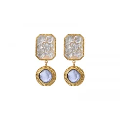 Louise clip-on drop earrings - white