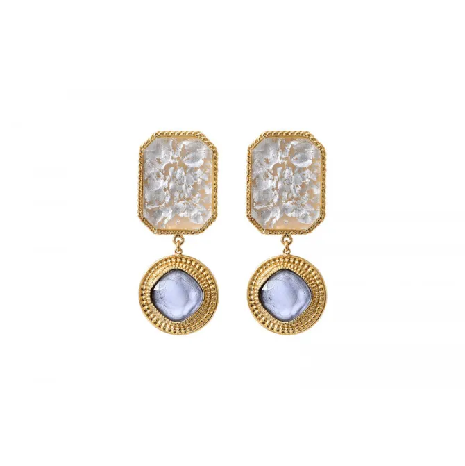 Louise clip-on drop earrings - white