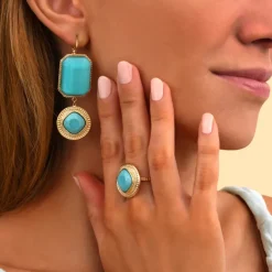 Louise dangle sleeper earrings - turquoise