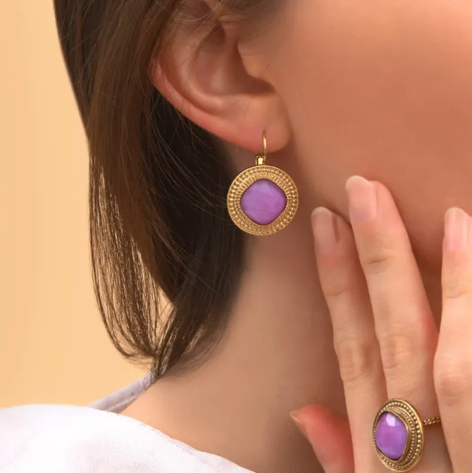 Louise delicate sleeper earrings - violets