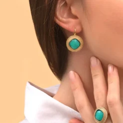 Louise delicate sleeper earrings - turquoise