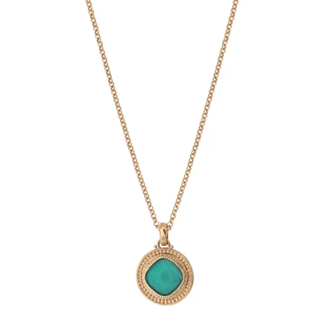Louise faceted cabochon pendant necklace - turquoise