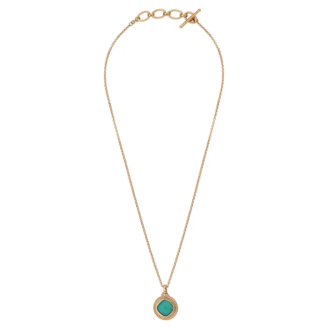 Louise faceted cabochon pendant necklace - turquoise