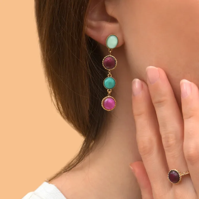 Louise long pierced stud earrings - blue