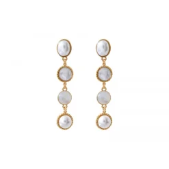 Louise long pierced stud earrings - white