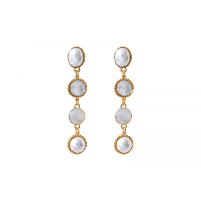 Louise long pierced stud earrings - white