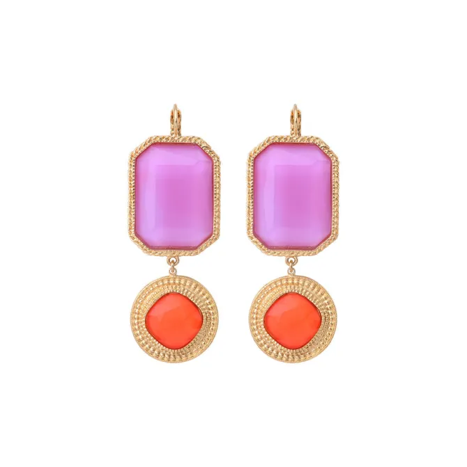 Louise sleeper earrings - purple and red