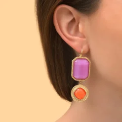 Louise sleeper earrings - purple and red