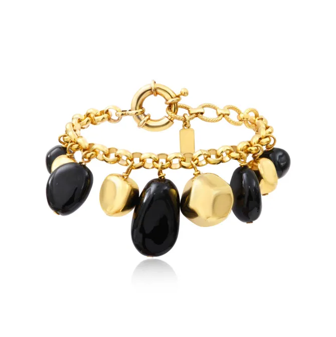 Loulou adjustable chain bracelet – black and gold