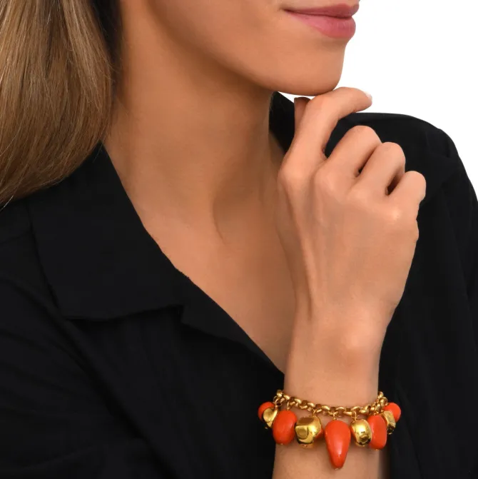 Loulou adjustable chain bracelet – orange and gold