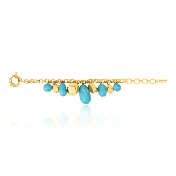 Loulou adjustable chain bracelet – turquoise and gold