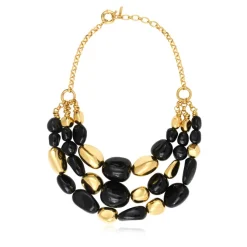 Loulou bib necklace – black and gold