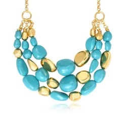 Loulou bib necklace – turquoise and gold