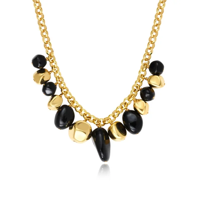Loulou chain necklace – black and gold