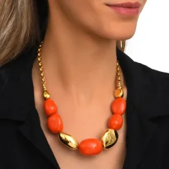 Loulou chain necklace – orange and gold