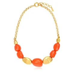Loulou chain necklace – orange and gold
