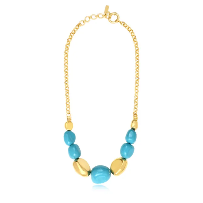Loulou chain necklace – turquoise and gold