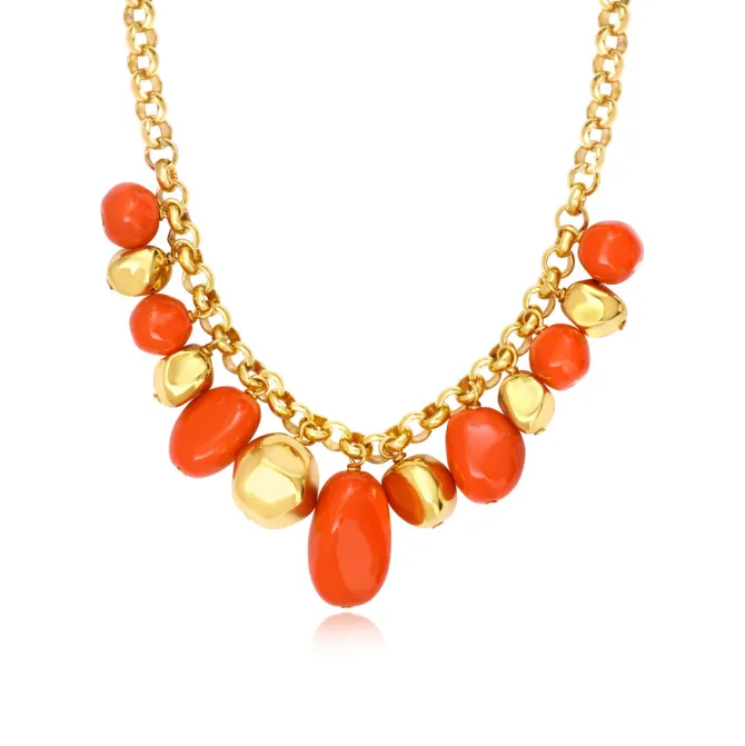 Loulou chunky chain necklace – orange and gold