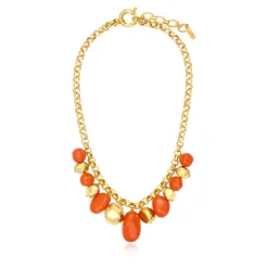 Loulou chunky chain necklace – orange and gold
