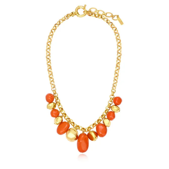 Loulou chunky chain necklace – orange and gold