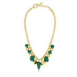 Loulou chunky chain necklace – green and gold