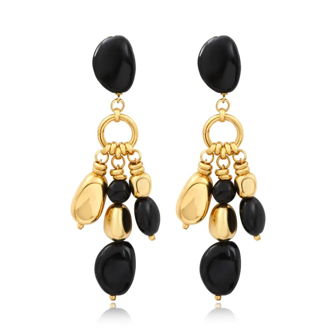 Loulou clip-on earrings – black and gold