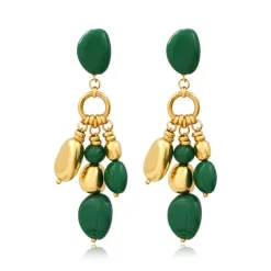 Loulou clip-on earrings – green and gold