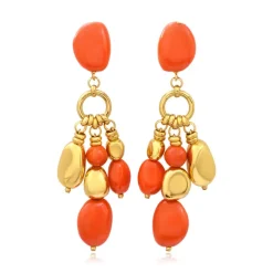 Loulou clip-on earrings – orange and gold