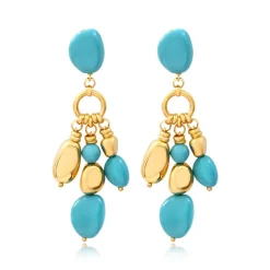 Loulou clip-on earrings – turquoise and gold