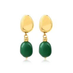 Loulou clip-on pendant earrings – green and gold