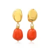Loulou clip-on pendant earrings – orange and gold