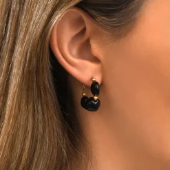 Loulou hoop earrings – black and gold