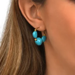 Loulou hoop earrings – turquoise and gold
