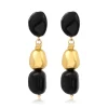 Loulou long clip-on earrings – black and gold
