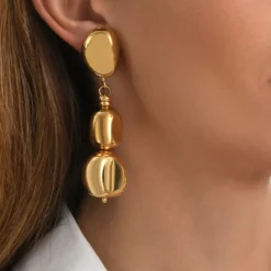 Loulou long clip-on earrings - gold