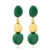 Loulou long clip-on earrings – green and gold