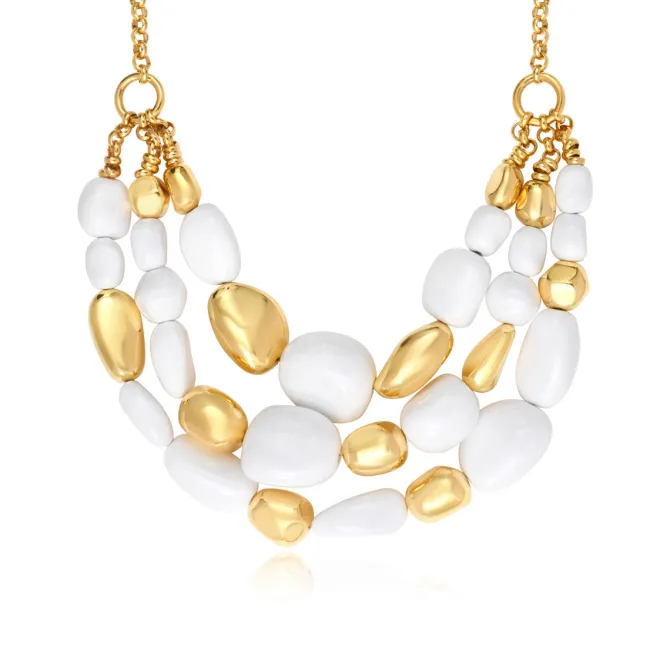 Loulou statement necklace – gold and white