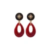 Lucky Charm Pierced Stud Earrings - Red
