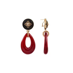 Lucky Charm Pierced Stud Earrings - Red