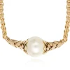 Lucy choker necklace in fine gold-plated metal and cotton pearl - white