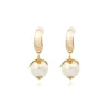 Lucy cotton bead hoop earrings - white