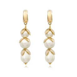 Lucy long hoop earrings - white