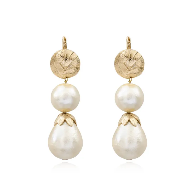 Lucy pearl sleeper earrings - white