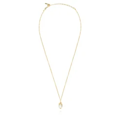 Lucy pendant necklace in fine gold-plated metal and cotton pearl - white