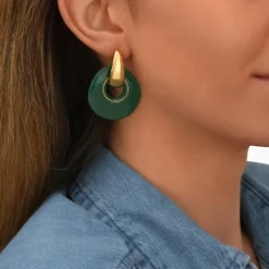 Masseria pierced stud earrings - green