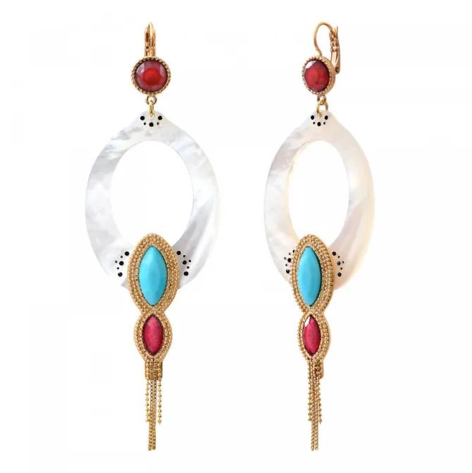 Mindoro drop earrings - white mother-of-pearl