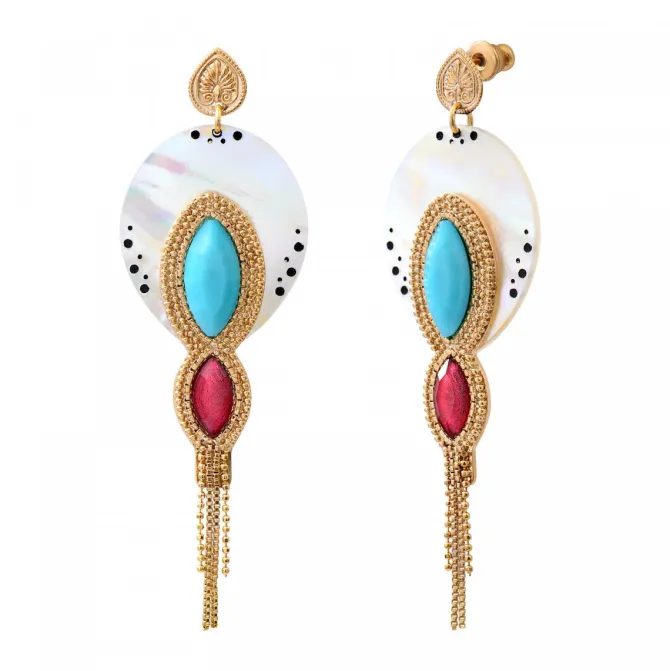 Mindoro pierced drop earrings - white mother-of-pearl