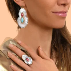 Mindoro pierced stud earrings - white mother-of-pearl